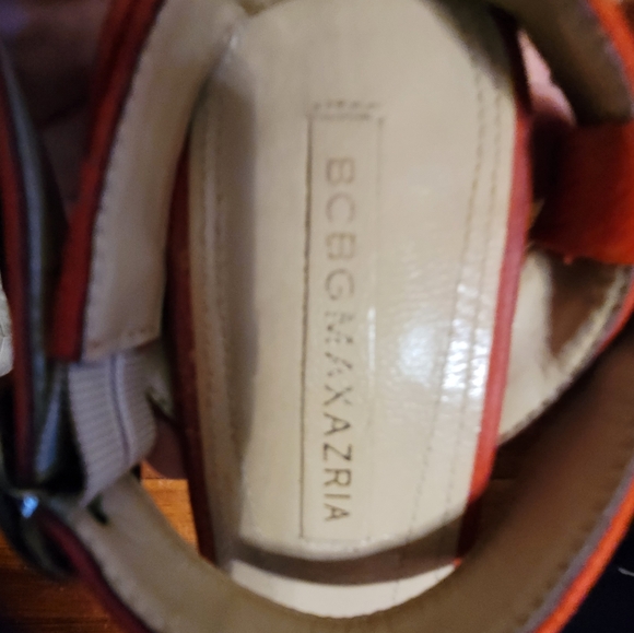 BCBGMAXAZRIA Red Suede Ankle Strap High Heel Shoes - Picture 9 of 9